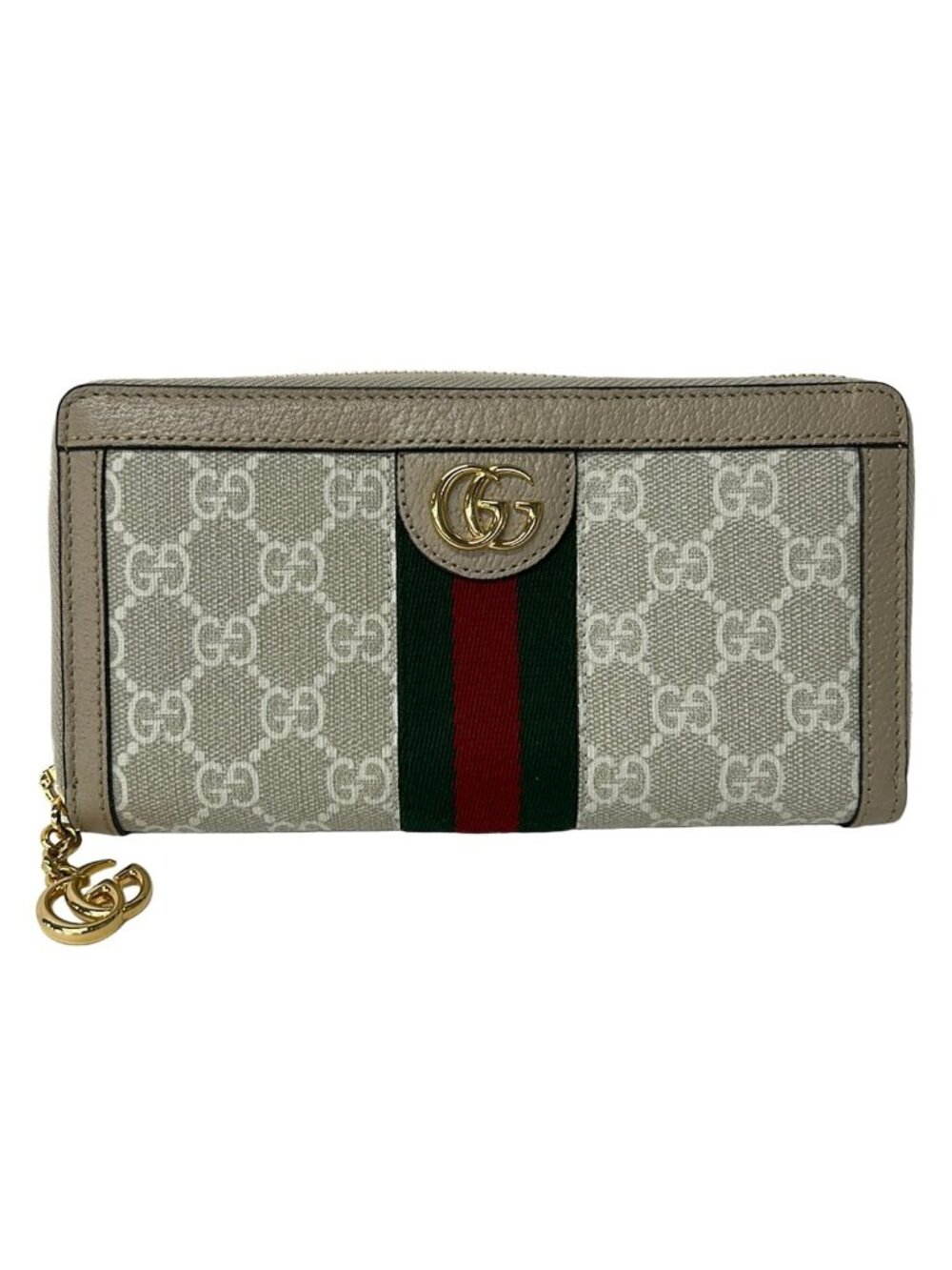 Gucci Wallet Ophidia Beige Green Red Zip Around Leather